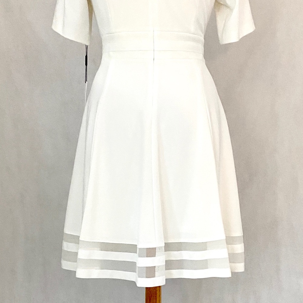 Calvin Klein Short Sleeve Ivory Illusion Dress - Picture 9 of 12